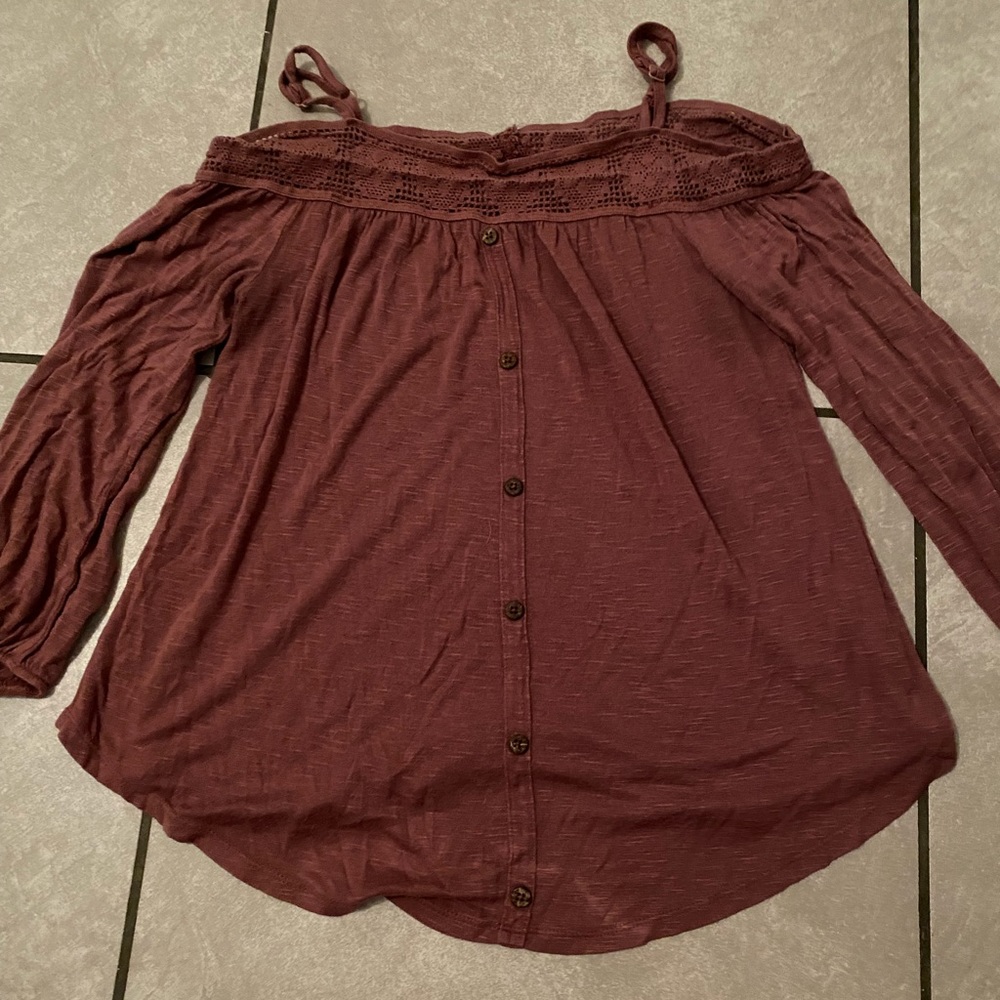 Aeropostal flowy , red plumish shirt in Medium